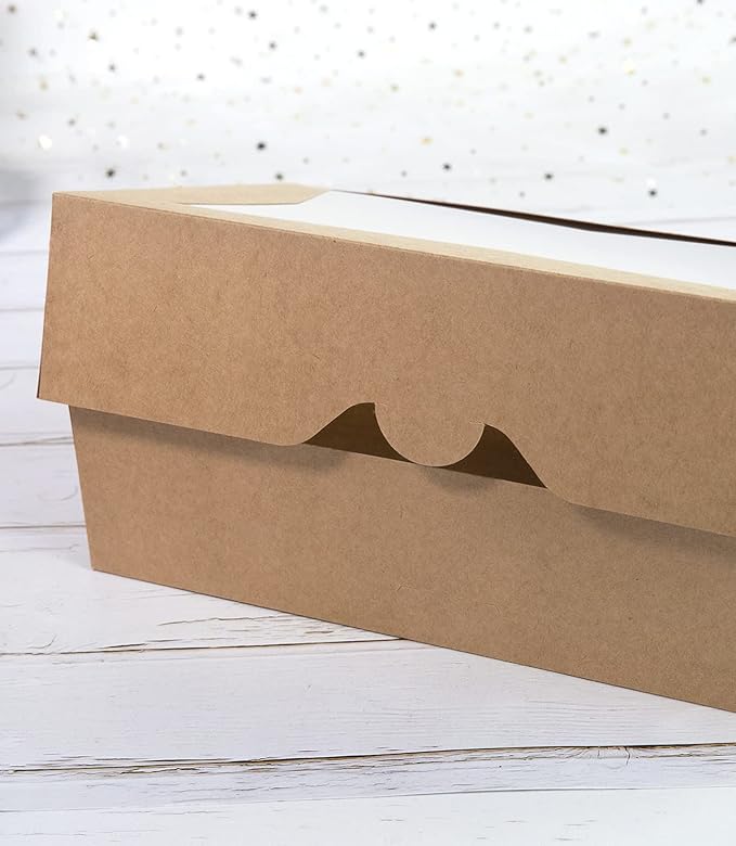 15-PACK Brown Pastry Bakery Box 12x8x3inch,Large Donuts,Muffins,Cookies Boxes with PVC Window - Auto-Pop up Nature Kraft Paper Box Container,Pack of 15 (Brown, 15)