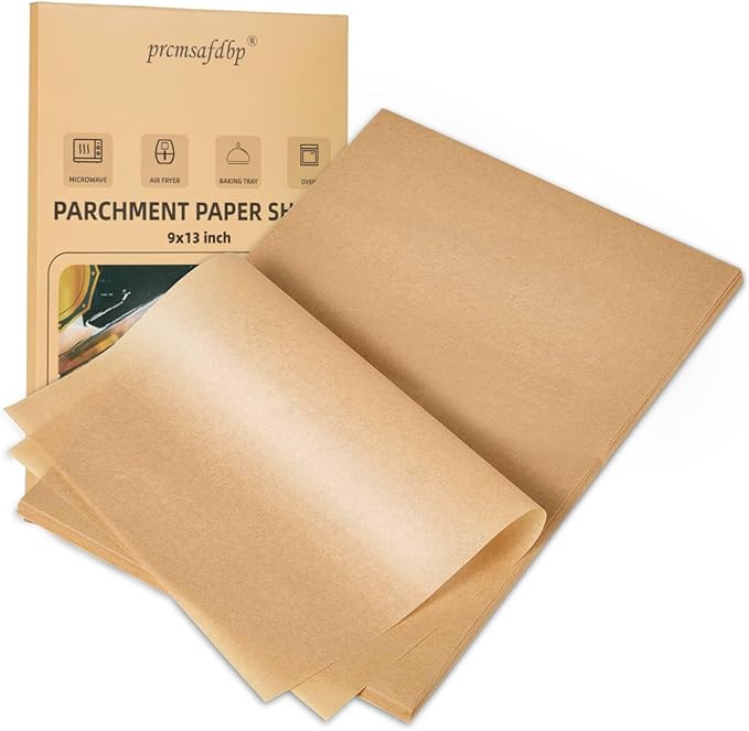 200 Pcs Parchment Paper, 9x13 In Non-Stick Precut Baking Parchment Paper Sheets for Grilling, Baking, Withstands Temperatures up to 450°F, Quarter Sheet Size, 100% Natural Wood Pulp