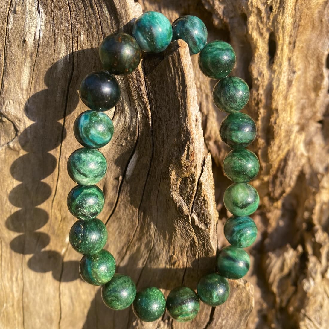 10mm Emerald Bracelet | Natural Green Heart Chakra Crystal Beads - Handmade Gemstone Meditation Bracelet for Abundance & Love & Luck | Beading Tool Kit - Fits for 7-8 inch Large Wrist Size