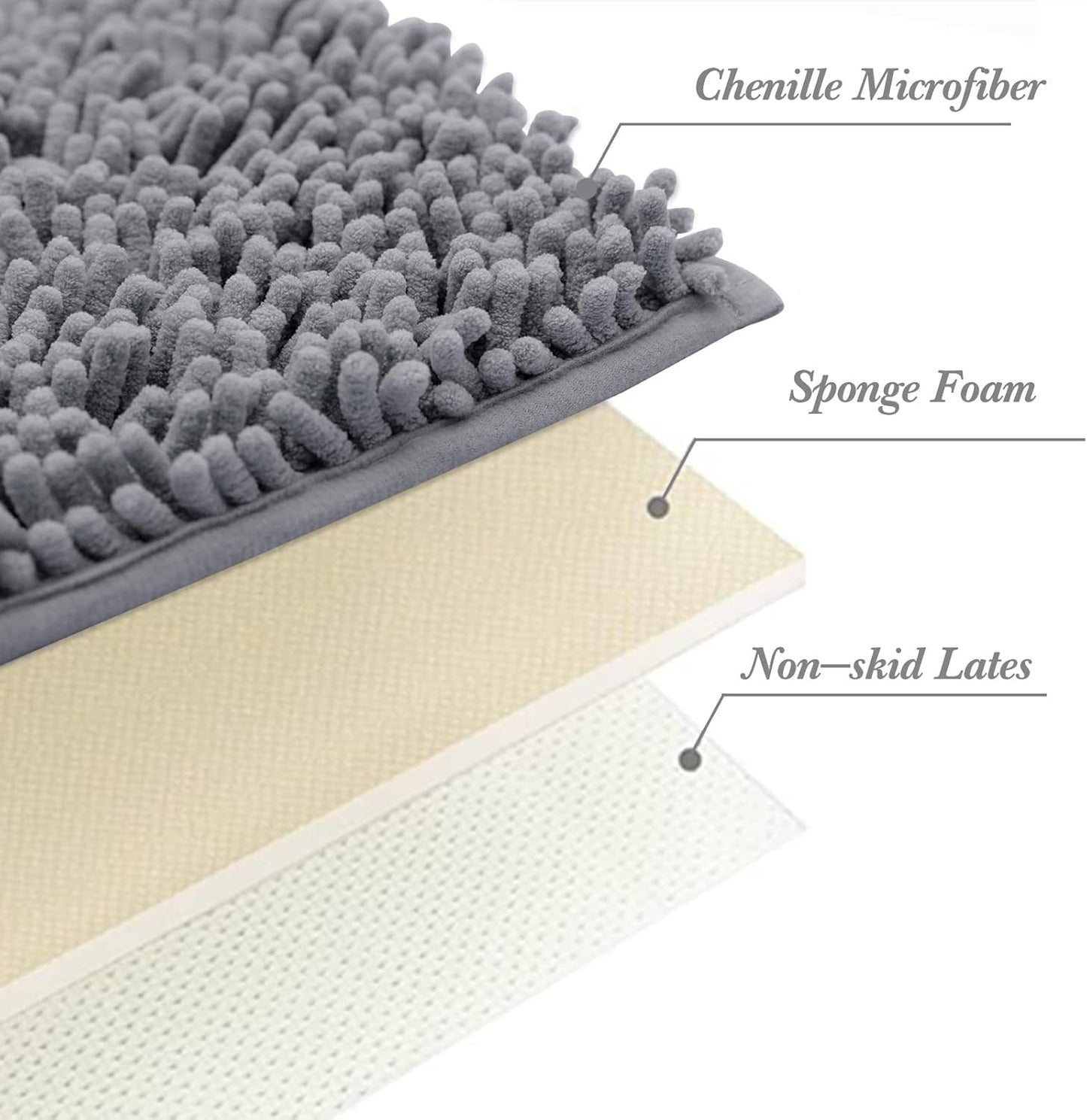 Non-Slip Bath Rug,Extra Soft Microfiber Bedroom Shag Carpet with Anti-Slip Backing,Water/Dust Absorbent Fast Dry Shower Mat,Sound Insulated Stairs Pad,Machine Washable (Darkgrey,24 x 24 Inches)