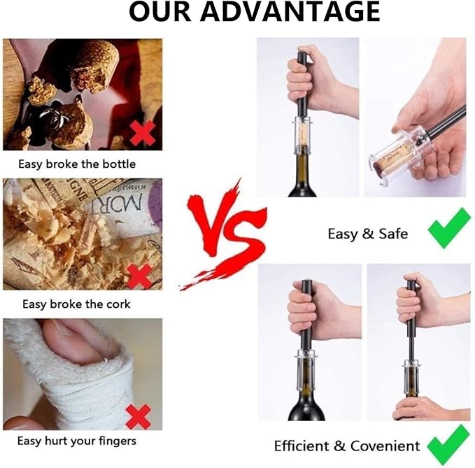 Air Pressure Pump Bottle Opener With Foil Cutter,Efficient|Lightweight|Funny Wine Opener,Simple Cork Remover,Efficient Corkscrew Bottle Opener,Great For Wine Lovers,Perfect Wine Gift. (3)