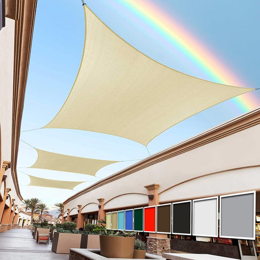 Royal Shade 10' x 13' Beige Rectangle Sun Shade Sail RS-SLR, UPF50+ 95% UV Blockage, 200GSM Commercial Standard Heavy Duty, Water & Air Permeable Canopy Mesh Fabric for Patio (We Make Custom Sizes)