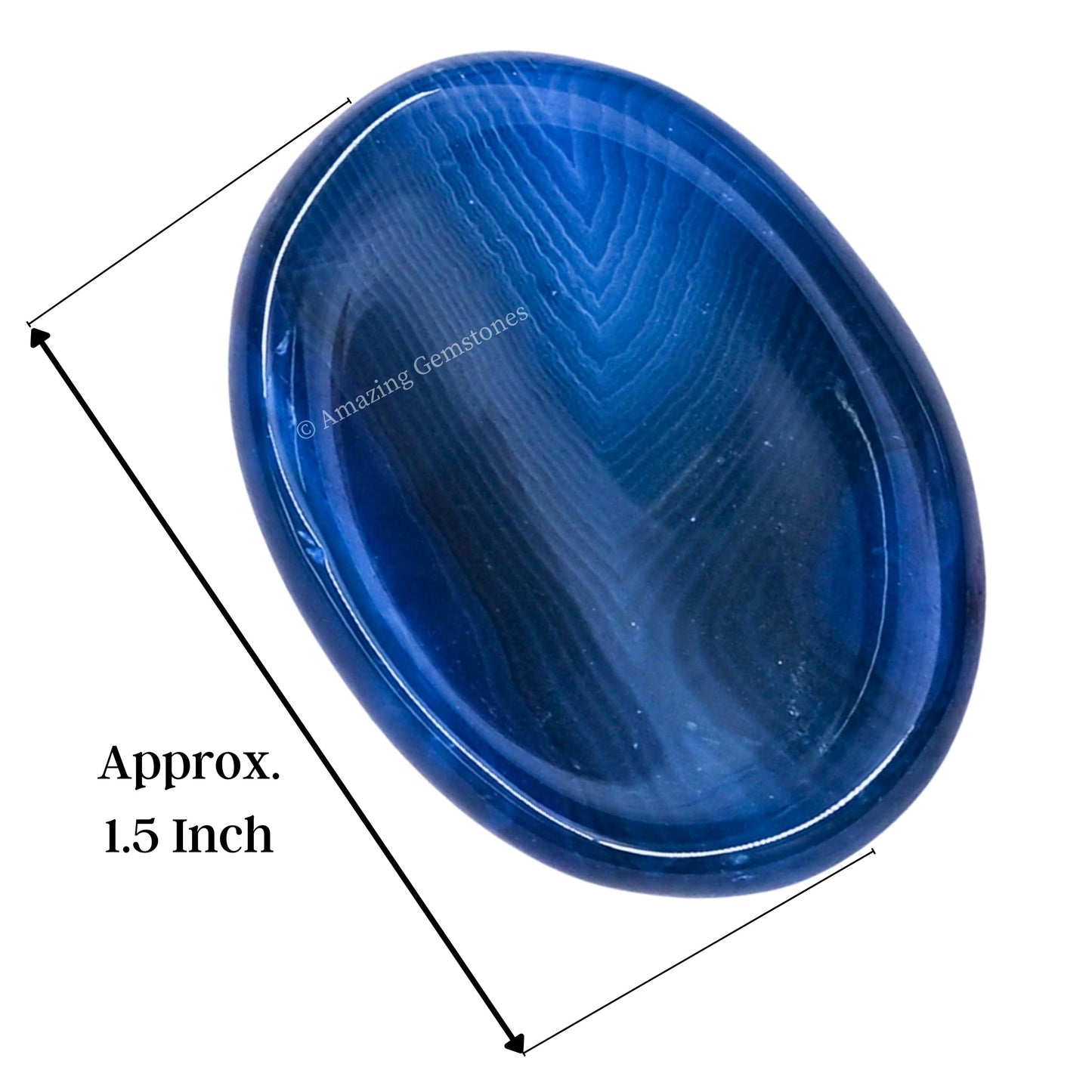 Amazing Gemstone Alma Blue Agate Worry Stone, Healing Crystals - Piedra Crystal Fidget for Gift, Meditation, Calming, Relaxation, Stress Relief