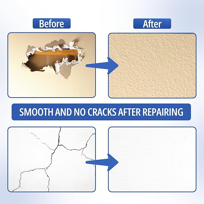 Wall Patch Repair Kit – 4 Self-Adhesive Aluminum Mesh Patches (2 × 4″ + 2 × 6″) with Small & Medium Scrapers & 2 × P180 Sandpapers | Drywall Hole Patch Kit for Sheetrock, Plaster & Ceiling Repair