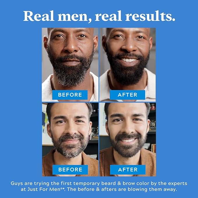 Just for Men 1-Day Beard & Brow Color, Temporary Color for Beard and Eyebrows, For a Fuller, Well-Defined Look, Up to 30 Applications, Light Brown, Ships in Eco-Friendly Packaging (Pack of 3)