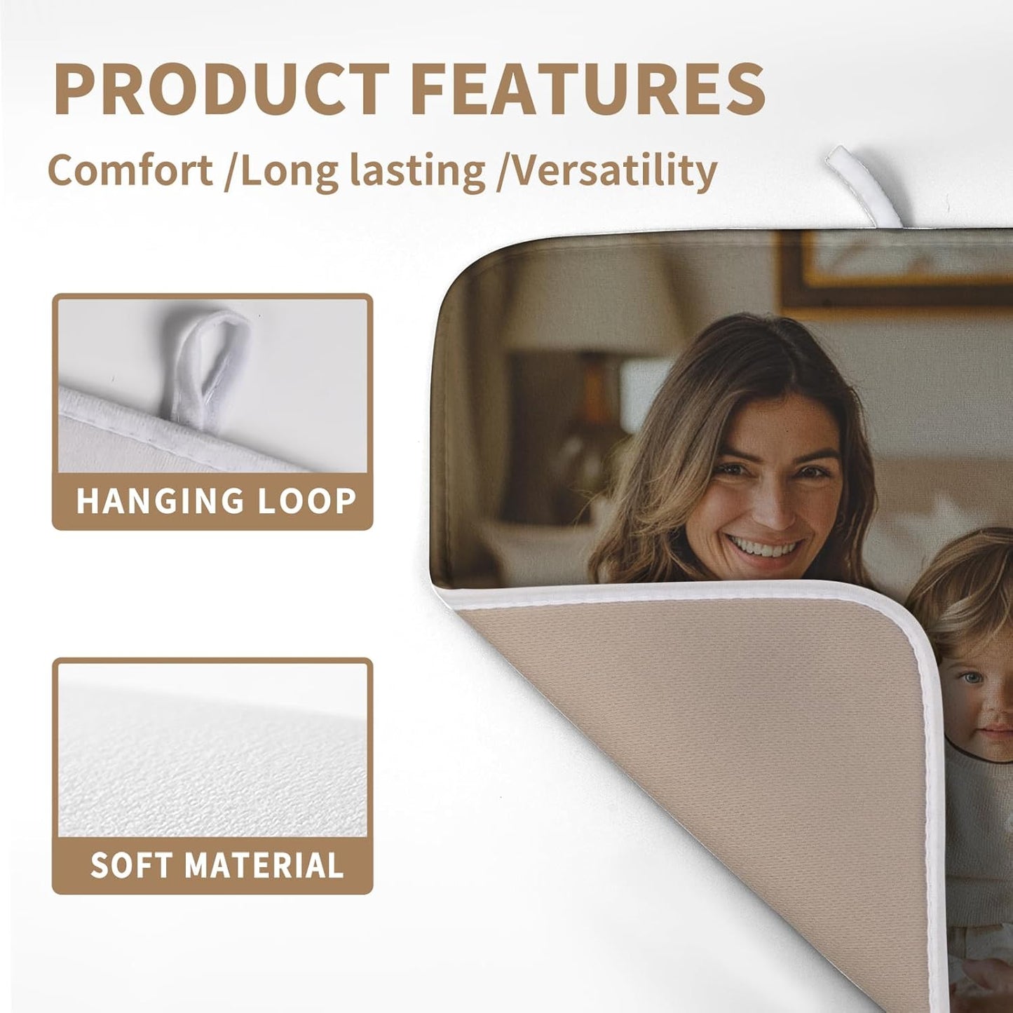 Custom Drying Mat with Picture Text Personalized Photo Dish Drying Mats for Kitchen Counter 16x18 Inch Customized Image Kitchen Accessories Microfiber Absorbent Dish Drying Pad