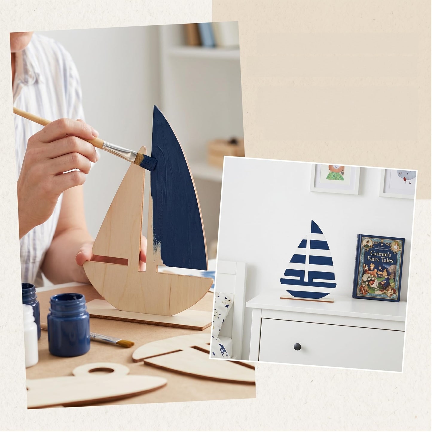 EXCEART 10 Pcs Sailboat Shape Wood Slices Unfinished Rustic Wooden Embellishments for DIY Crafts Home Nautical Decor 5.8X1.7X7.0in