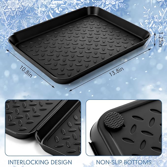Novabright 6 Pcs Boot Tray with 24 Pcs Anti-Slip Pads 14 x 11 Inch Waterproof Boot Mat Wet Shoe Tray & Pet Food Mat, Multi-Purpose Garden Tool for Entryway Indoor Boots Shoes Pets