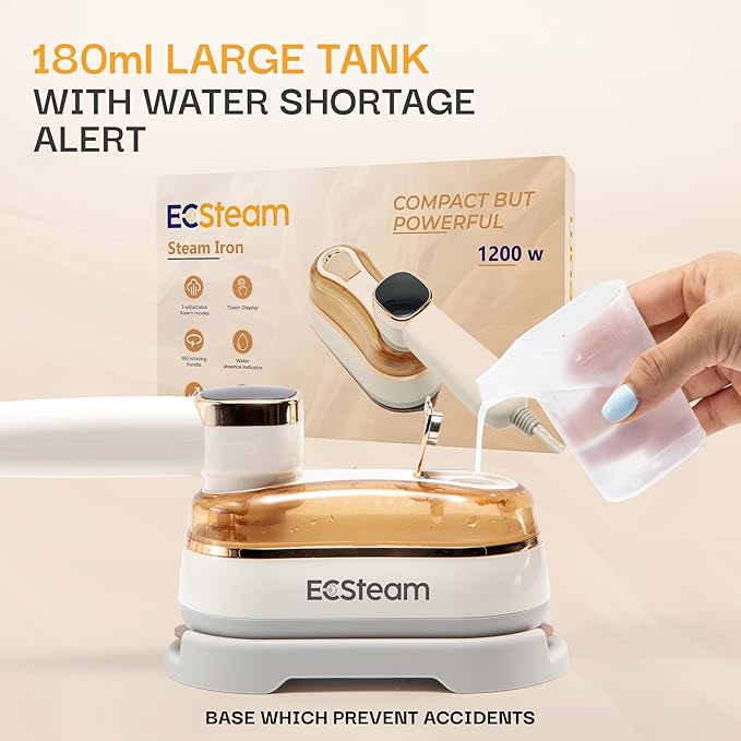 Steamer for Clothes & Iron 2 in 1, Portable Clothes Steamer Handheld & Travel Steam Iron for Clothes, 1200W 20s Fast Heat-Up, Foldable Design, 180ml Tank, 23 Min Steam, 120V Wrinkle Remover