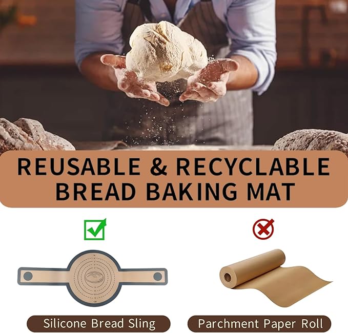 2 Pcs Silicone Bread Sling, Sourdough Bread Baking Supplies for Dutch Oven, Non-Stick & Easy Clean Reusable Dough Mat with Long Handles
