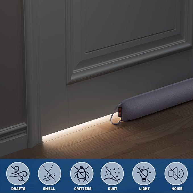 MAGZO Door Draft Stopper, 38 Inch Under Door Draft Blocker Noise Stopper, Weighted Wind Blocker Draft Guard for Bottom of Door, Gray