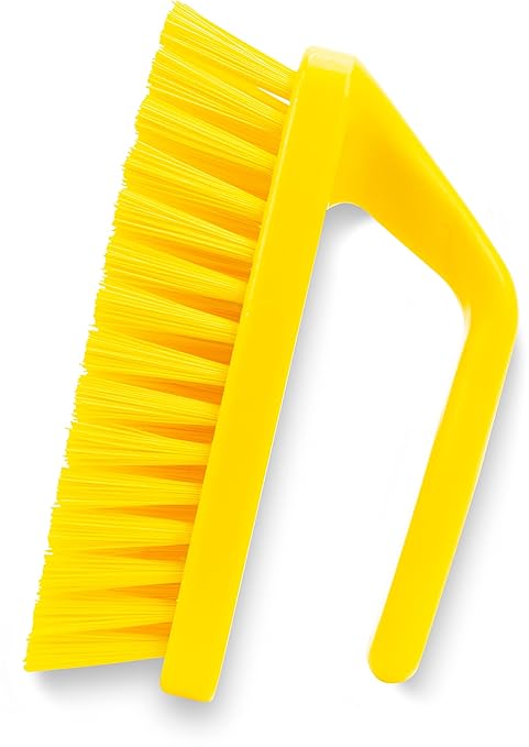 SPARTA Scrub Brush with Iron Shaped Handle and Stiff Bristles, Heavy Duty Scrubber Brush for Kitchen, Bathroom, Shower, Tile, Sink, Carpet and Bakepans, Polypropylene, 6 Inches, Yellow, (Pack of 6)