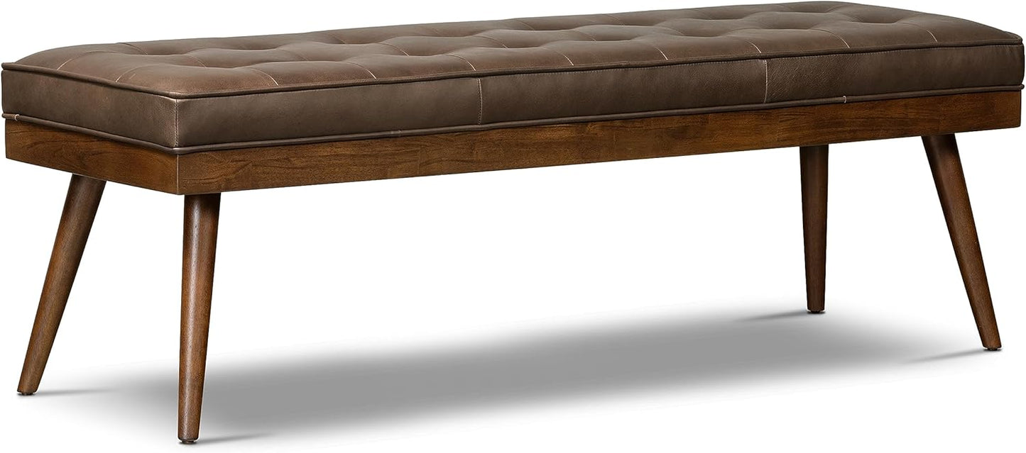 POLY & BARK Napa Luca Leather Bench in Cocoa Brown
