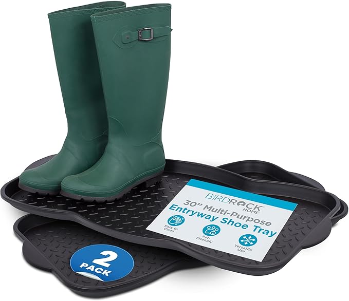 Internet’s Best Multi-Purpose Boot & Shoe Tray | 2 Qty | 29.75 x 15 Round | Protects Floors from Water and Dirt | Waterproof for All Weather Indoor or Outdoor Use | Pet Bowl Mat