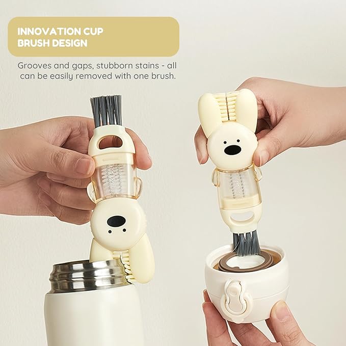 4-in-1 Cup Lid and Bottle Cleaning Brush Set, Portable Multifunctional Cleaner for Tight Spaces - Water Bottle Brush, Baby Bottle Brush, Kitchen Home Cleaning Tool Kit 3PCS