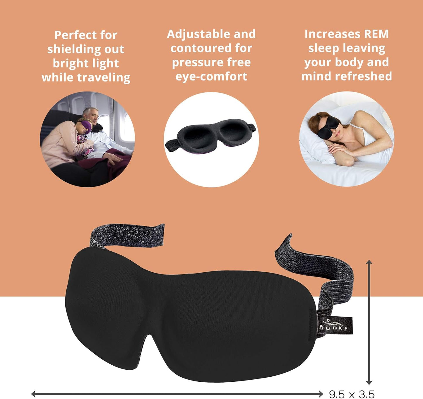 Bucky 40 Blinks No Pressure Eye Mask for Travel & Sleep, Blue Atlas, One Size