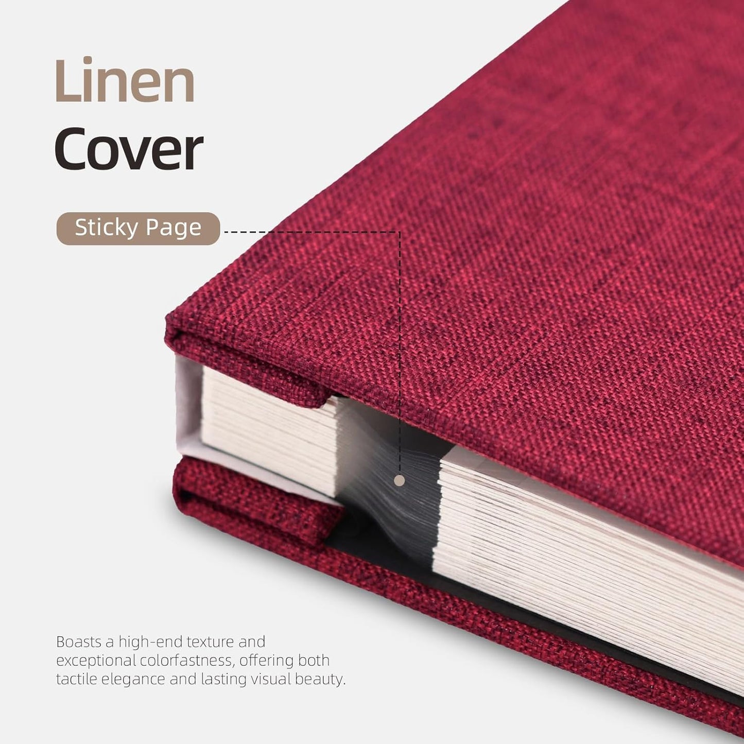 Vienrose Photo Album Self Adhesive 4x6 5x7 3x5 8x10 10x12 Scrapbook Album DIY Scrap Book with A Metallic Pen (13"x12.6" 60 Pages, Red)