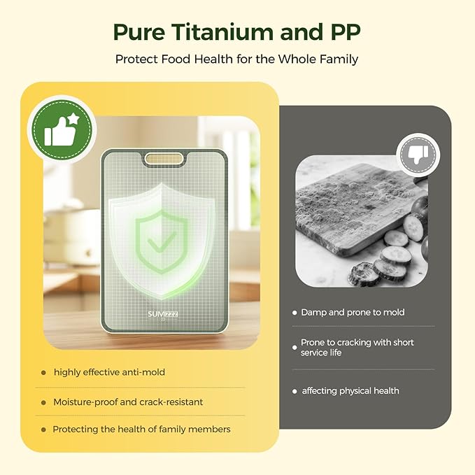 Titanium Cutting Board for Kitchen, Cutting Board Double Sided Food Grade, Pure Titanium/PP, Easy to Clean Large Size 15"×10.3"