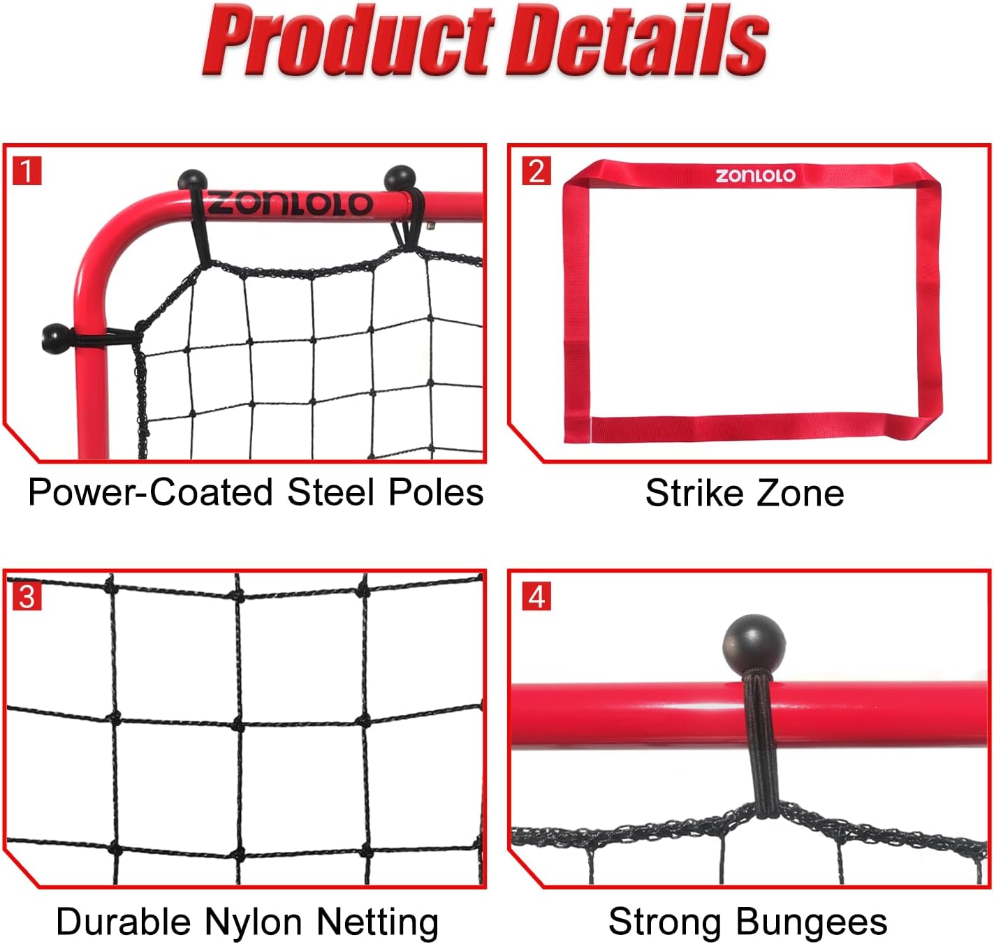 Baseball Pitchback Net, Rebounder Net, Pitching Return Trainer,Three Angles Without Adjusting, Perfect for Solo Playing Catch