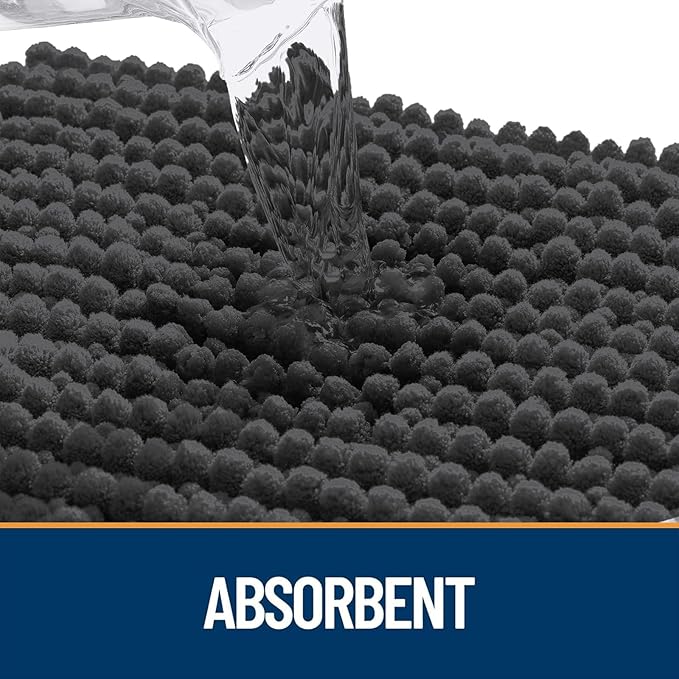 OLANLY Dog Door Mat for Muddy Paws 24x16, Ultra Absorbent Chenille Mud Doormat, Non-Slip Washable and Dirt Trapping Doormat for Indoor Entryway, Quick-Dry Indoor Pet Bed Mats for Dogs, Dark Grey
