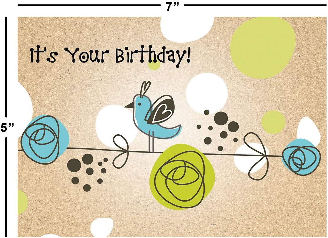 Current Kraft Blossoms Happy Birthday Greeting Card Set - Value Pack of 20 Cards With White Envelopes, 10 Designs, Large 5" x 7" Assortment
