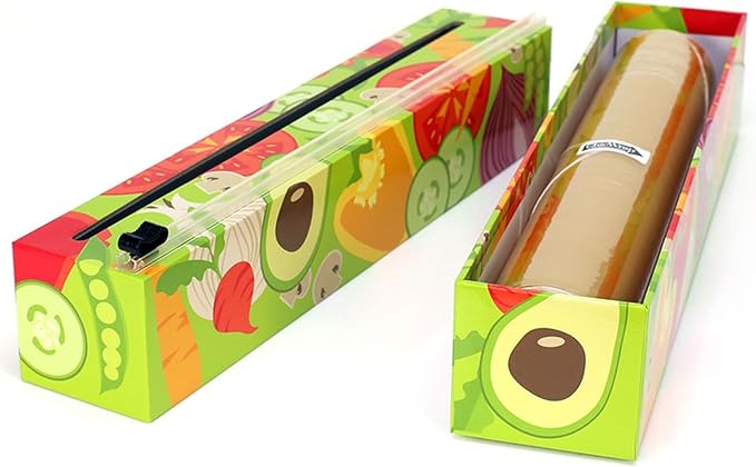 Chicwrap Veggies Refillable Plastic Wrap Dispenser - Includes One 12" x 250' Roll of Professional Grade Plastic Wrap - BPA Free and Kosher Certified - Reusable Dispenser w/Slide Cutter