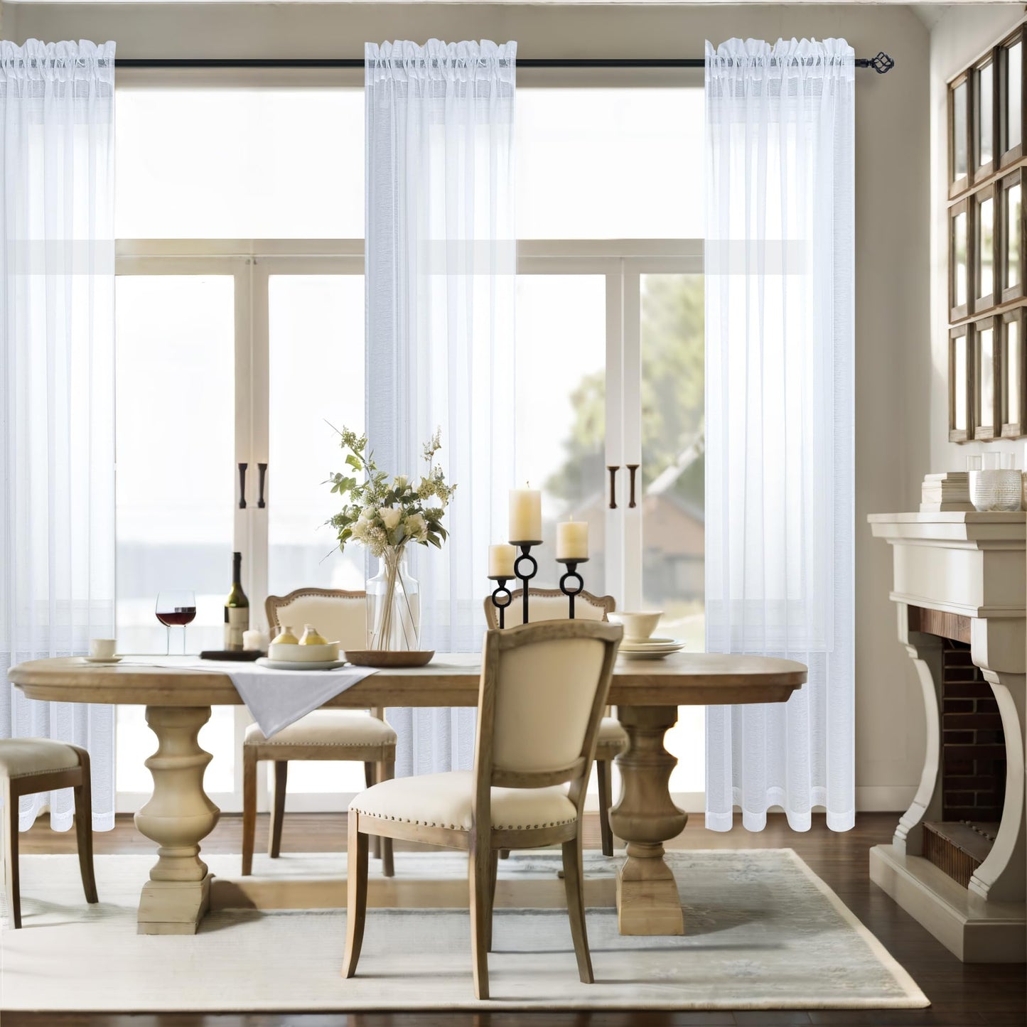 45 Inch Length Sheer Curtains White For Bathroom Windows 2 Panels Set Rod Pocket Small Transparent Short Curtains For Bedroom Ki