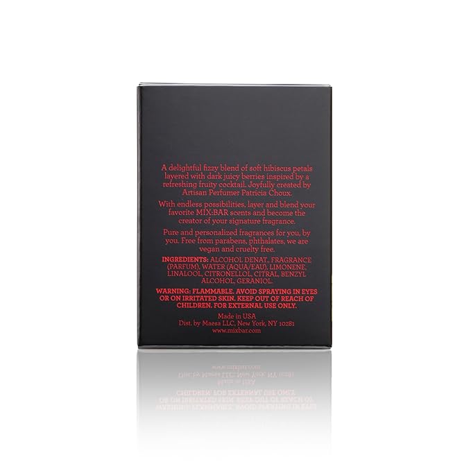 MIX:BAR Perfume for Women - Sparkling Hibiscus Fragrance - Eau de Parfum Spray - Notes of Bergamot,Hibiscus, Champagne Bubbles, Cashmere Musk, Fruity Scent, 1.7oz