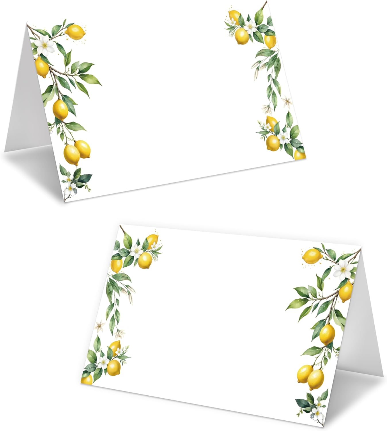 Lemon On Branch Place Cards For Girls, Italy Yellow Lemon Name Card For Table Setting, Spring Summer Party Favors Supplies, Mediterranean Tent Cards Decor For Bridal Shower Wedding Baby Shower -13