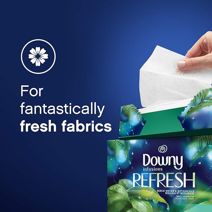 Downy Infusions Dryer Sheets Laundry Fabric Softener, Refresh, Birch Water & Botanicals, 200 Count