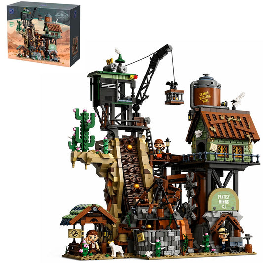 PANTASY GBC Gold Rush Mining Building Set, Wild West Gold Building, Motorized Ball Contraption Diorama with Gear System, Type-C Powered Interactive Brick Kit, Mechanical Collectible Model for Adults