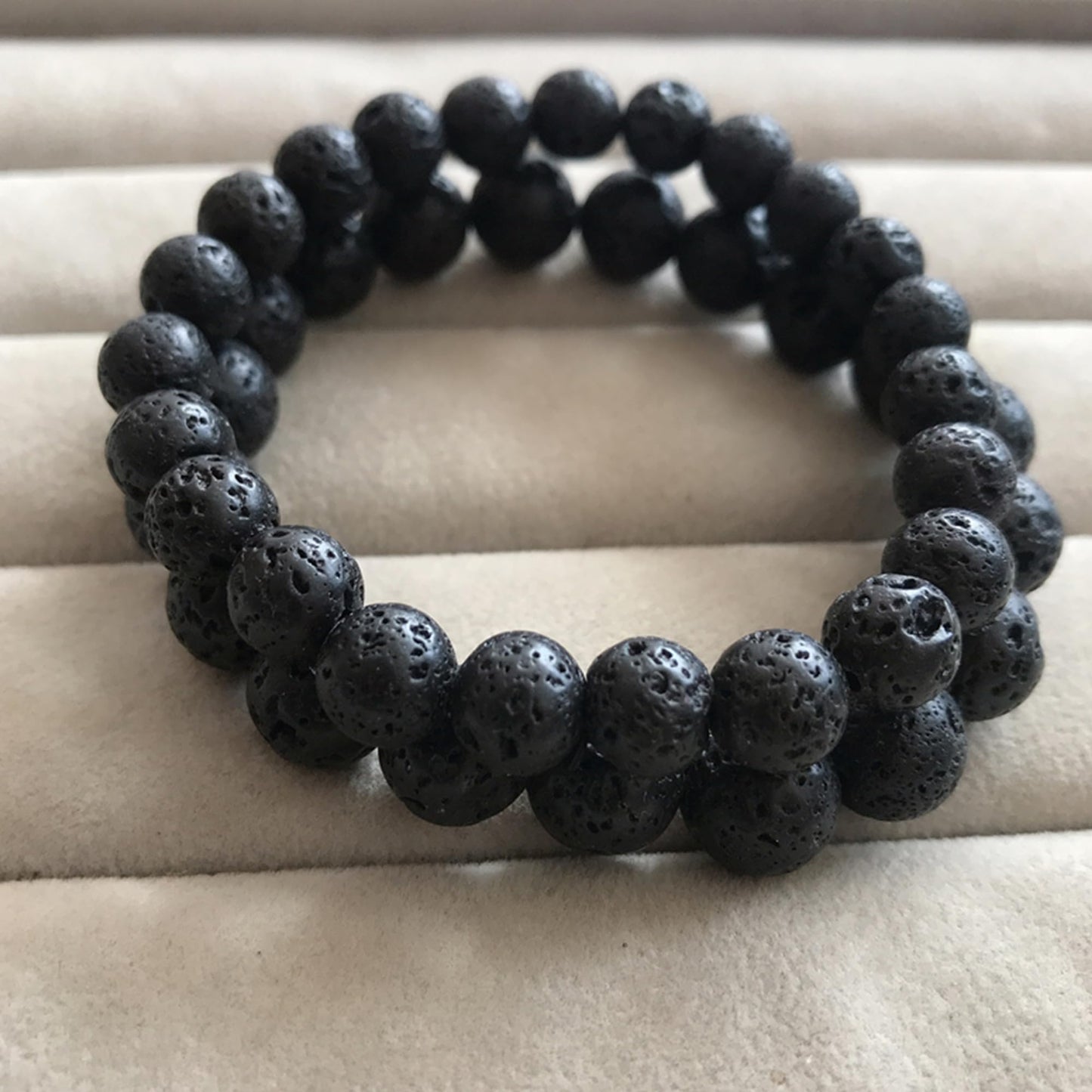 Cryhand Handmade 8mm Beaded Bracelets For Men Protection Bracelet For Women Chakra Feng Shui Stretchy Handmade Lucky Money Stretchy Crystal Bracelets Best Gifts (Lava 2PCS)
