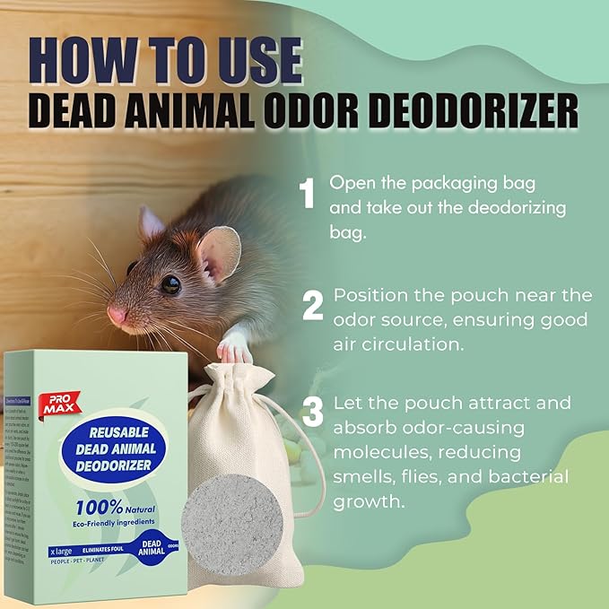 Animal Odor Eliminator for Strong Odor Remover, Dead Animal Smell Eliminator- Safe Indoor & Outdoor Use, Natural Odor Remover, Fresh & Effective