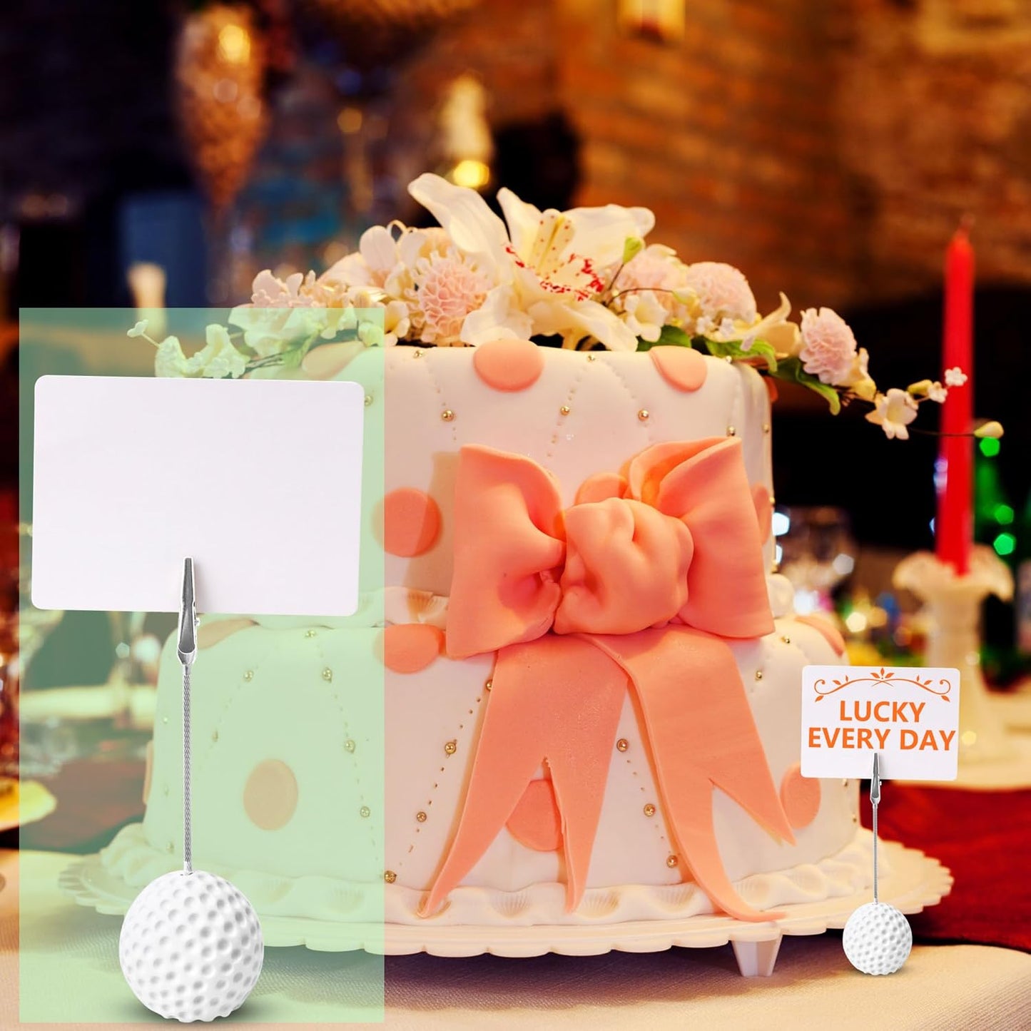 24 Pcs Golf Ball Card Holder Golf Sports Ball Base Memo Clips Stand Note Paper Clips Pictures Display Alligator Clips for Wedding Party Decoration Office Menu