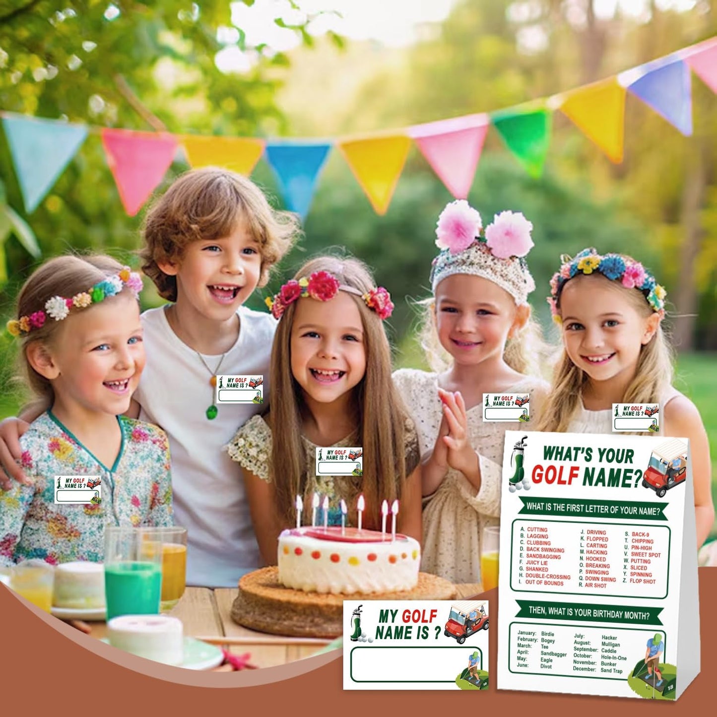 What's Your Golf Name for Baby Shower Game, Birthday Party Decoration, Pack 1 Sign and 30 Name Stickers, Baby Shower Games, Gender Neutral Party Supplies(mzg18)