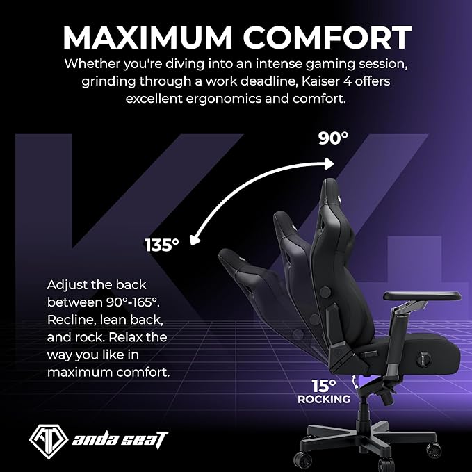 Anda Seat Kaiser 4 Large Gaming Chair for Adults - Ergonomic Brown PVC Leather Gaming Seat with 6D Armrest, Comfortable Office Chair with Lumbar Support, Heavy Duty Wide Computer Seat