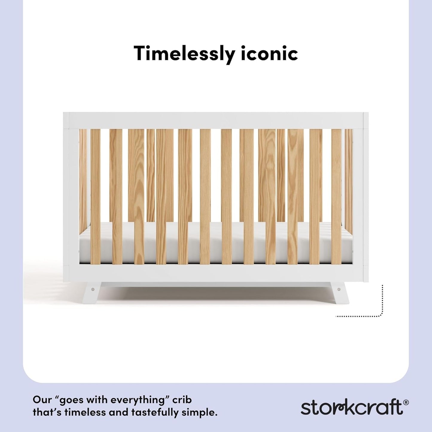 Storkcraft Beckett Grow-with-Me Convertible Crib (Natural & White) – GREENGUARD Gold Certified, Converts to Toddler Bed & Daybed, Fits Standard Crib Mattress, Easy-to-Assemble