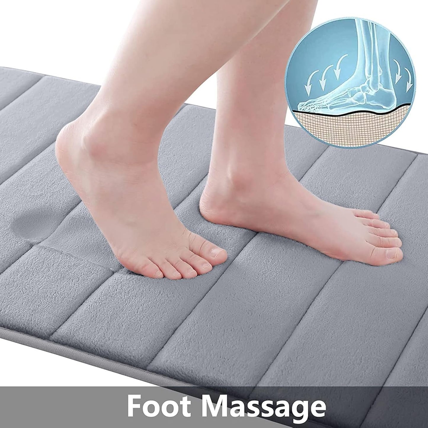 Buganda Memory Foam Bath Mat, 47" x 24", Ultra Soft and Non-Slip Bathroom Rugs, Water Absorbent and Machine Washable Bath Rug Runner for Bathroom, Shower, and Tub, Medium Grey
