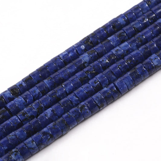 NITOPUPU 150Pcs 4×2mm Natural Lapis Lazuli Spacer Stone Beads for Jewelry Making Supplies, Loose Semi Flat Round Gemstone Tube Beads for Bracelets DIY Crafts