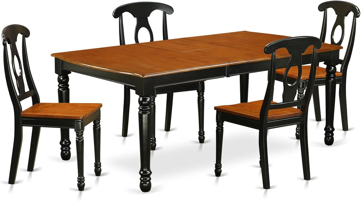 East West Furniture DOKE5-BCH-W 5 Piece Dining Room Furniture Set Includes a Rectangle Kitchen Table with Butterfly Leaf and 4 Dining Chairs, 42x78 Inch, Black & Cherry