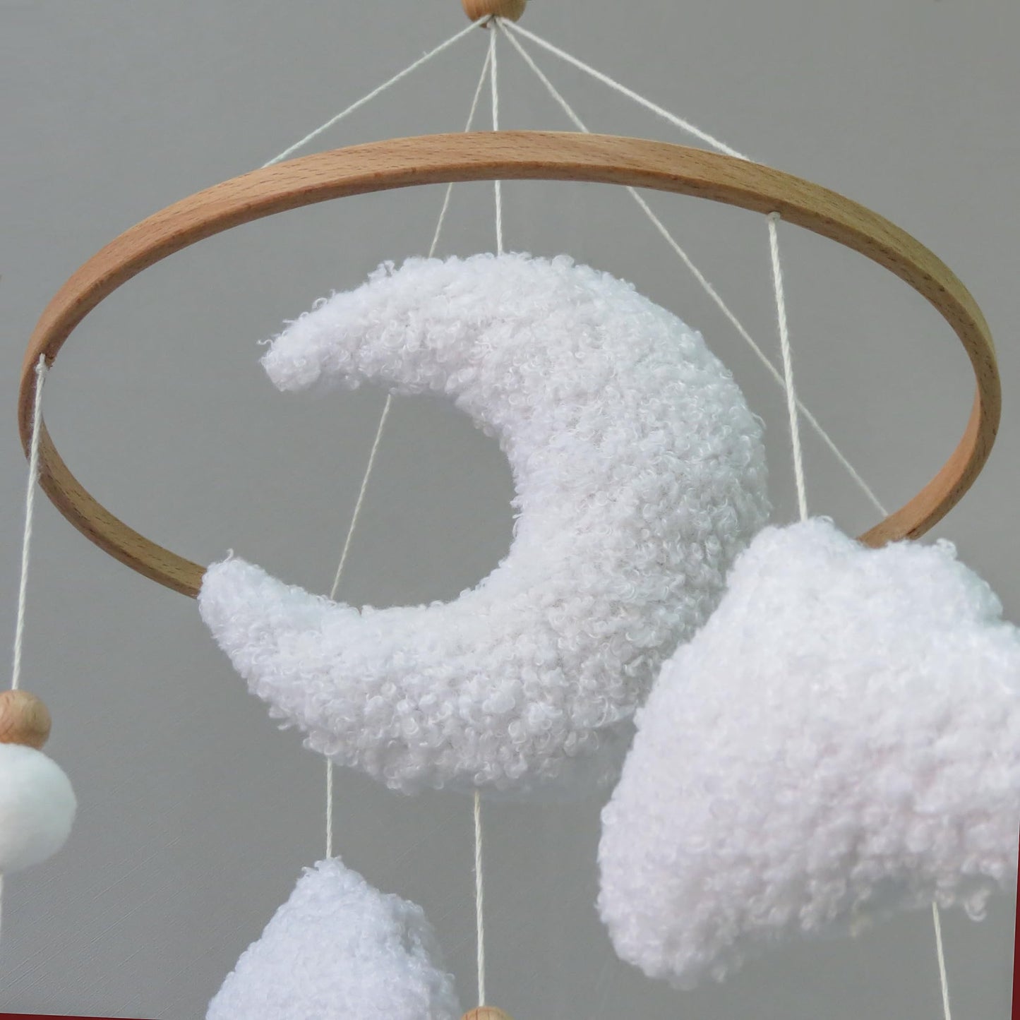 Sheep Baby Mobile for Crib, Cloud Baby Crib Mobile for Girls & Boys, Neutral Crib Toys Hanging, Lamb Baby Mobile for Bassinet, Nursery Decor - Pure White
