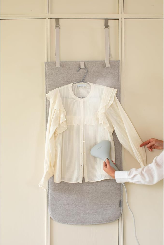 Brabantia - Door Steam Blanket - Heat-Resistant Mat for Clothes Steaming - Over Door Hooks, Protective Back Layer, & Loops for Hangers - Easier Steaming with Handheld Steamers - 43 x 20" - Gray