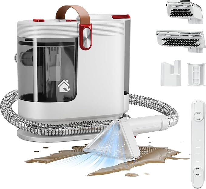 Portable Carpet Cleaner Machine, Carpet Shampooer, 15Kpa Upholstery Cleaner with 3 Tools, 54oz Large Water Tank, 16.4ft Power Cord, Spot and Stain Deep Cleaner for Rug, Couches, Car,Red