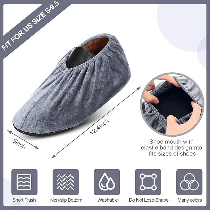 JaGely 11 Pairs Reusable Non Slip Cloth Shoe Covers Washable Thickened Boot Shoe Covers for Indoors and Households(Grey)