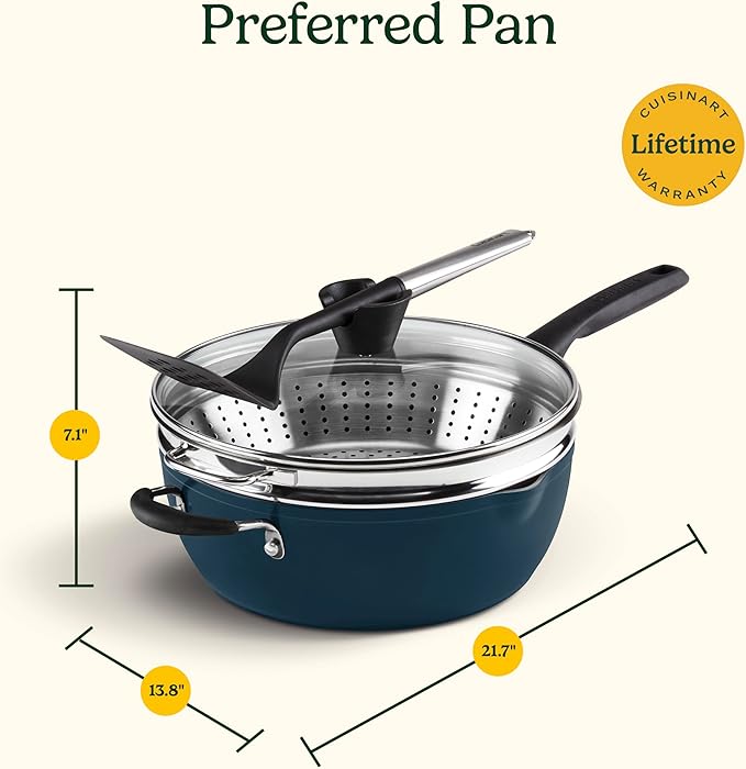 Cuisinart Preferred Pan 4-Pc Set - Crème de la Creme (4.5 Qt. Multi-Purpose Pan w/Cover, Steamer, Slotted Turner)