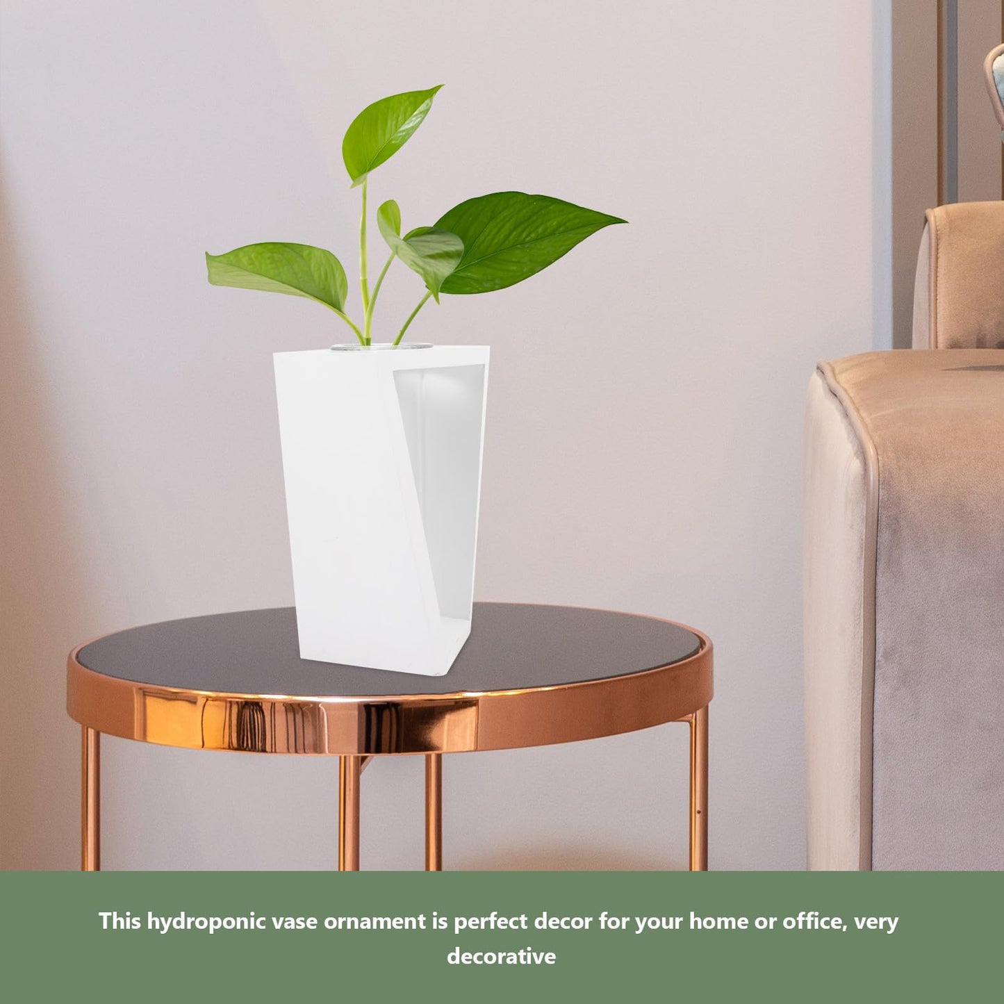 Holibanna Wood Frame Test Tube Propagation Vase, Nordic Style Glass Plant Terrarium with White Stand for Hydroponic Indoor Home Décor and Green Plant Display