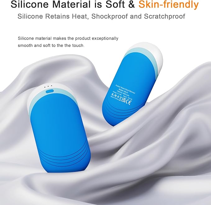 Karecel Thermally Conductive Silicone Rechargeable Hand Warmers 2 Pack, 6000mAh Double-Sided Heat AI Electric Hand Warmer, Portable Pocket Handwarmer, Fits in Gloves, Slim, Shockproof, Women Men Gifts