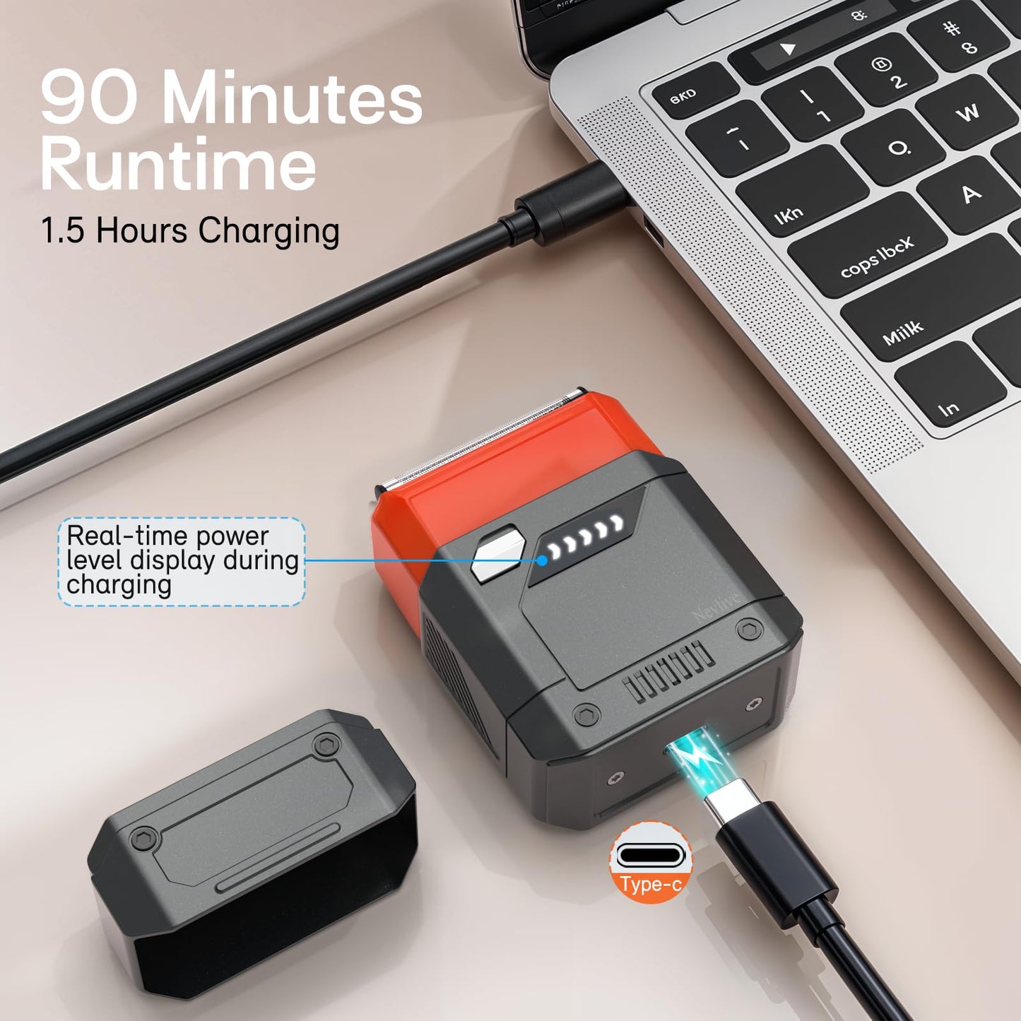 Foil Electric Shaver For Travel Usb-C Fast Charging, Ipx7 Waterproof Cordless Razor, Portable Face Shaver With Travel Case & Rep