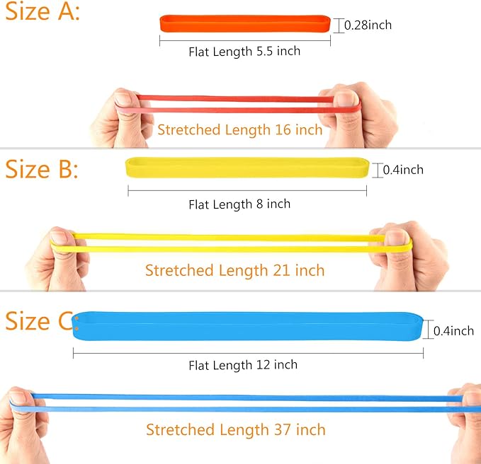 Coopay 36 Pieces Silicone Rubber Bands Colorful Elastic Rubber Wrapping Bands for Books, Art, Exercise, Crab Traps, Cooking, Wrapping, Heat, Cold, UV, Chemical Resistant (12, 8, 5.5 Inches)