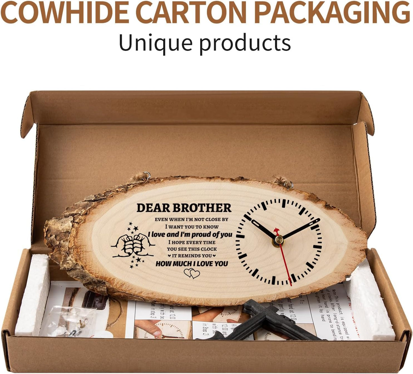 BeauGift Gifts for Brother, Christmas Wooden Clock Gift for Brothers from Sister Men Friend,Brothers Christmas Birthday Present for Brother in Law to My Brother